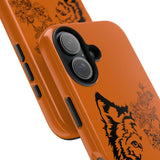 Half Wolf Half Flower Line Art Tough Phone Case