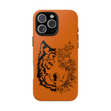 Half Wolf Half Flower Line Art Tough Phone Case