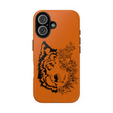 Half Wolf Half Flower Line Art Tough Phone Case