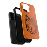 Half Wolf Half Flower Line Art Tough Phone Case