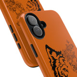 Half Wolf Half Flower Line Art Tough Phone Case