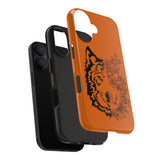 Half Wolf Half Flower Line Art Tough Phone Case