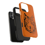 Half Wolf Half Flower Line Art Tough Phone Case