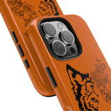 Half Wolf Half Flower Line Art Tough Phone Case