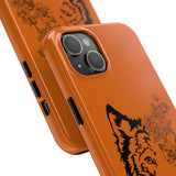 Half Wolf Half Flower Line Art Tough Phone Case