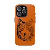 Half Wolf Half Flower Line Art Tough Phone Case