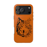 Half Wolf Half Flower Line Art Tough Phone Case