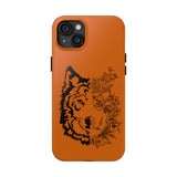 Half Wolf Half Flower Line Art Tough Phone Case