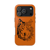 Half Wolf Half Flower Line Art Tough Phone Case