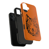 Half Wolf Half Flower Line Art Tough Phone Case