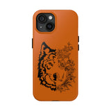 Half Wolf Half Flower Line Art Tough Phone Case