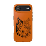 Half Wolf Half Flower Line Art Tough Phone Case