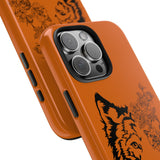 Half Wolf Half Flower Line Art Tough Phone Case