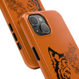 Half Wolf Half Flower Line Art Tough Phone Case